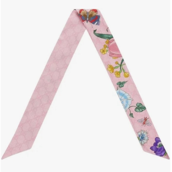 GUCCI GG SILK BOW SCARF - Picture 2 of 14